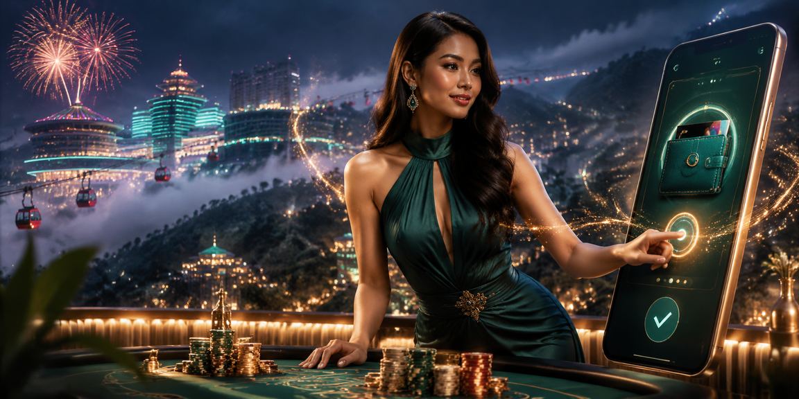 Pemain mengakses kasino mudah alih Genting Highlands dengan telefon pintar